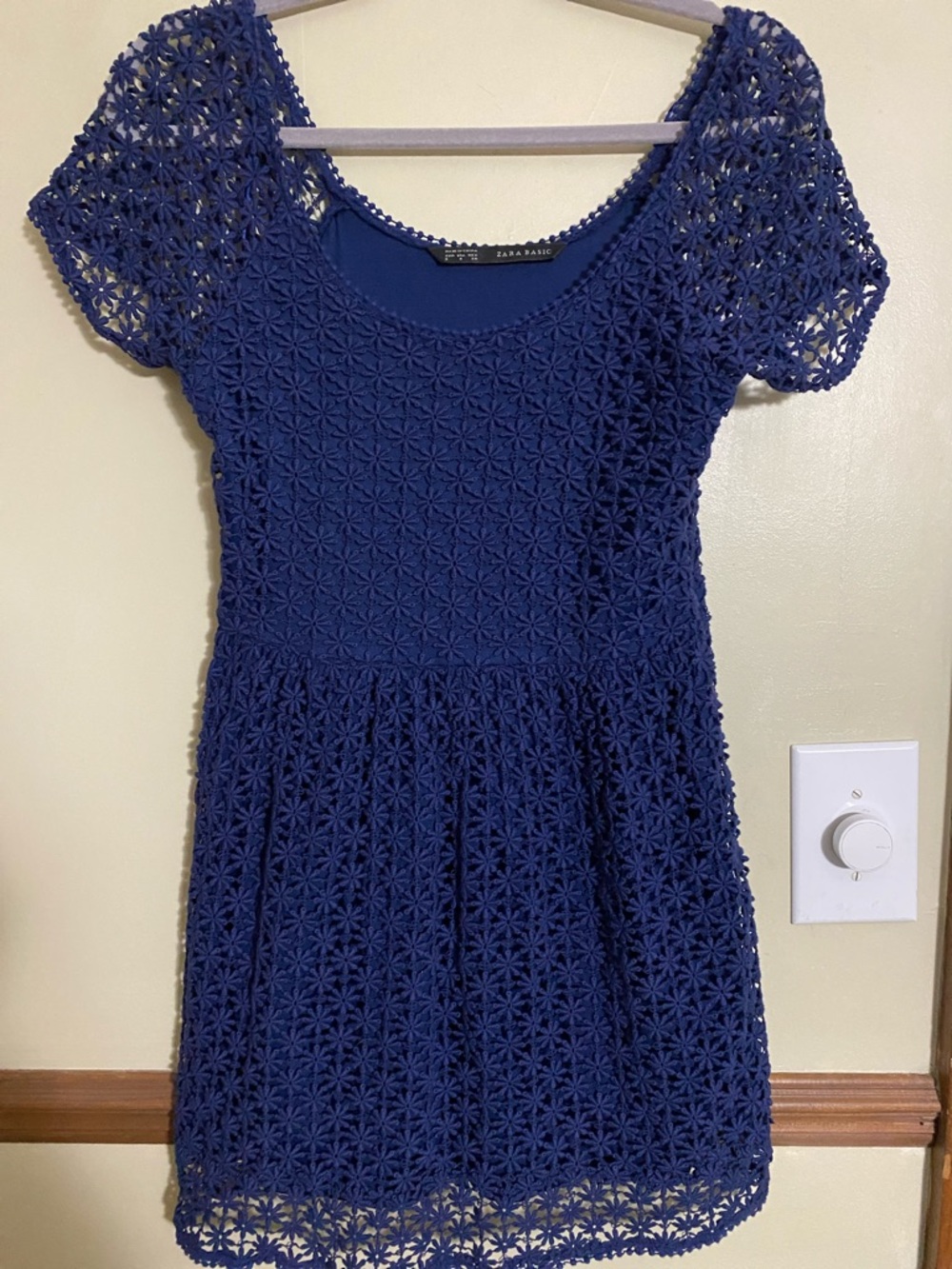 Zara Royal Blue Crochet Short Sleeve Dress